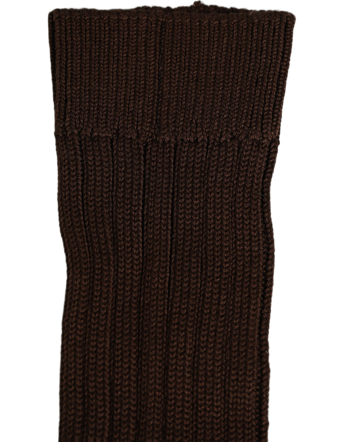 Dark Brown Nylon Ribbed Over The Calf Socks