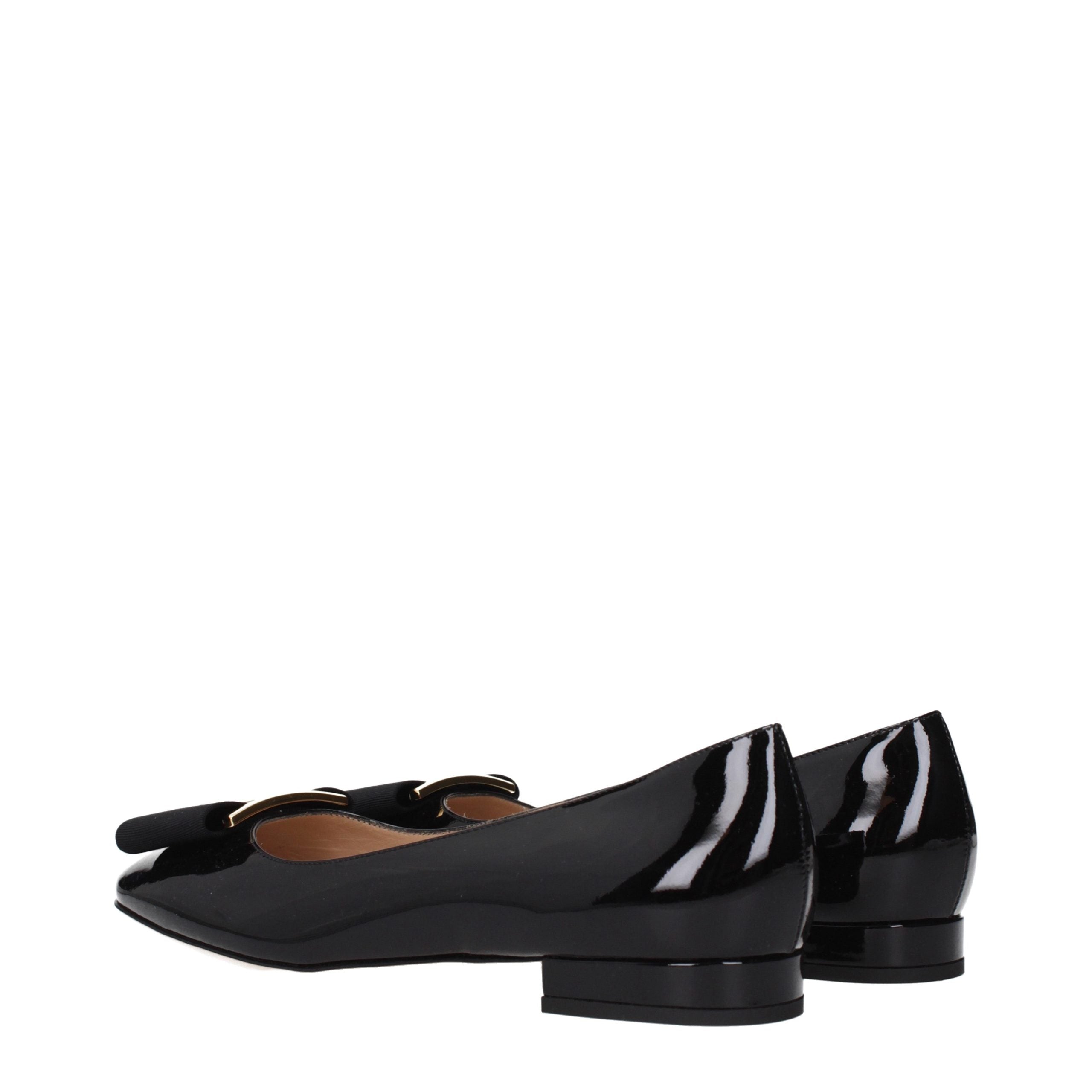 Black Leather Ballet Flats
