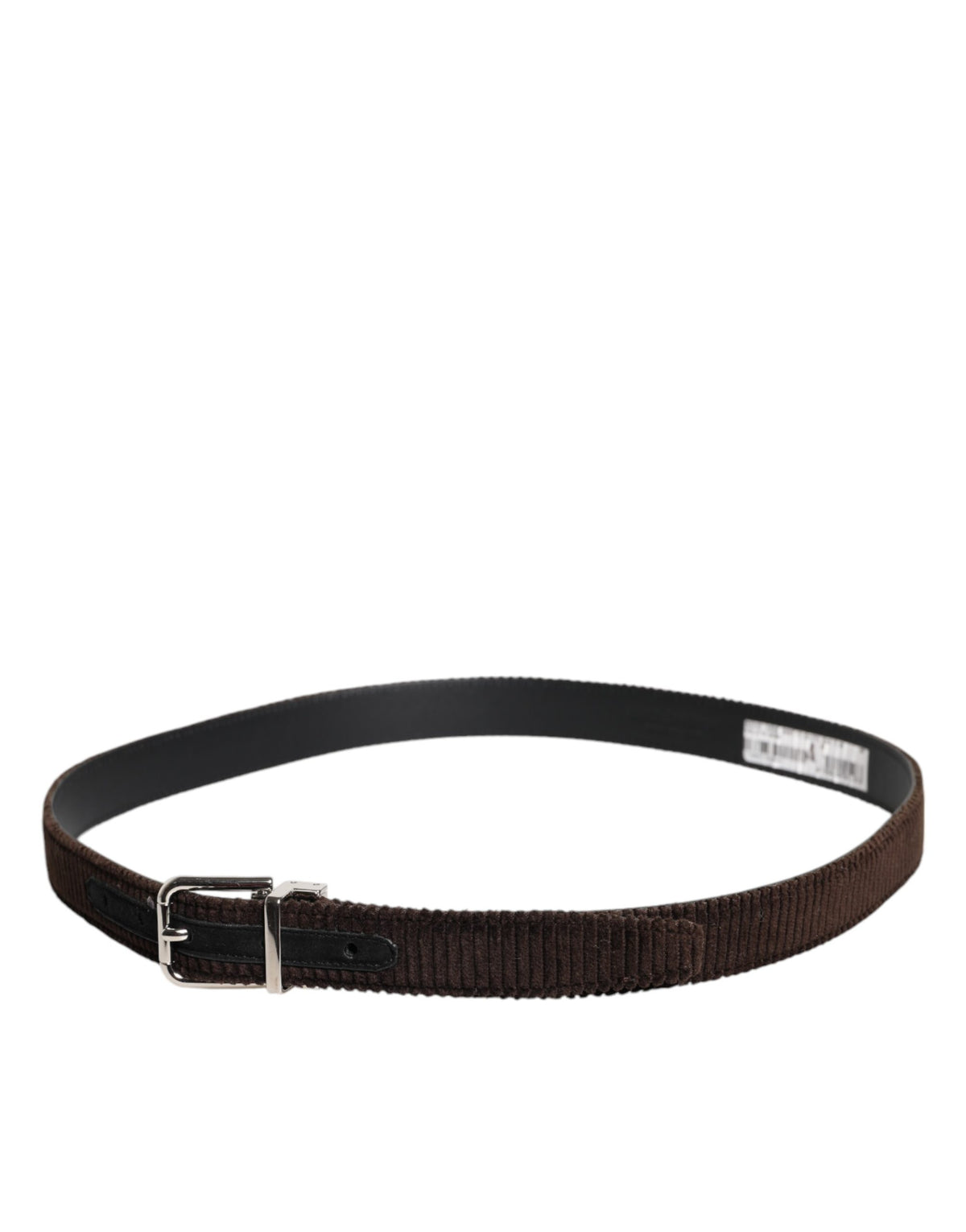 Men Brown Velvet Ridged Silver Buckle Belt