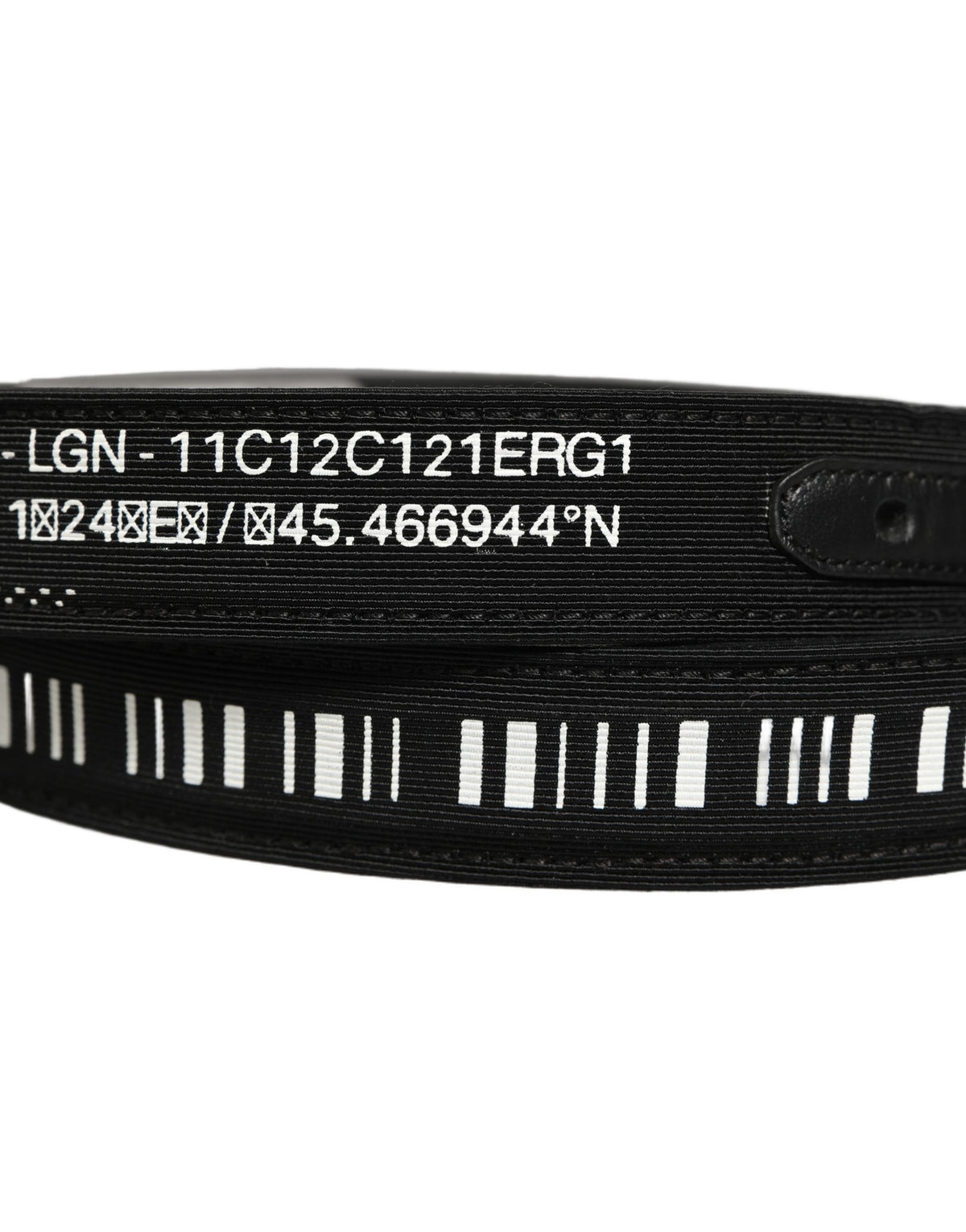 Black Fabric Leather Barcode Silver Buckle Belt