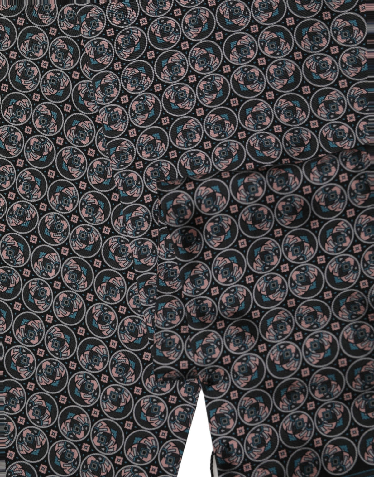 Black Silk Geometric Fringed Neck Shawl Scarf