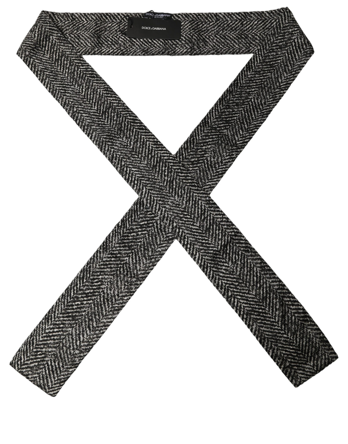 Black White Herringbone Tweed Shawl Scarf