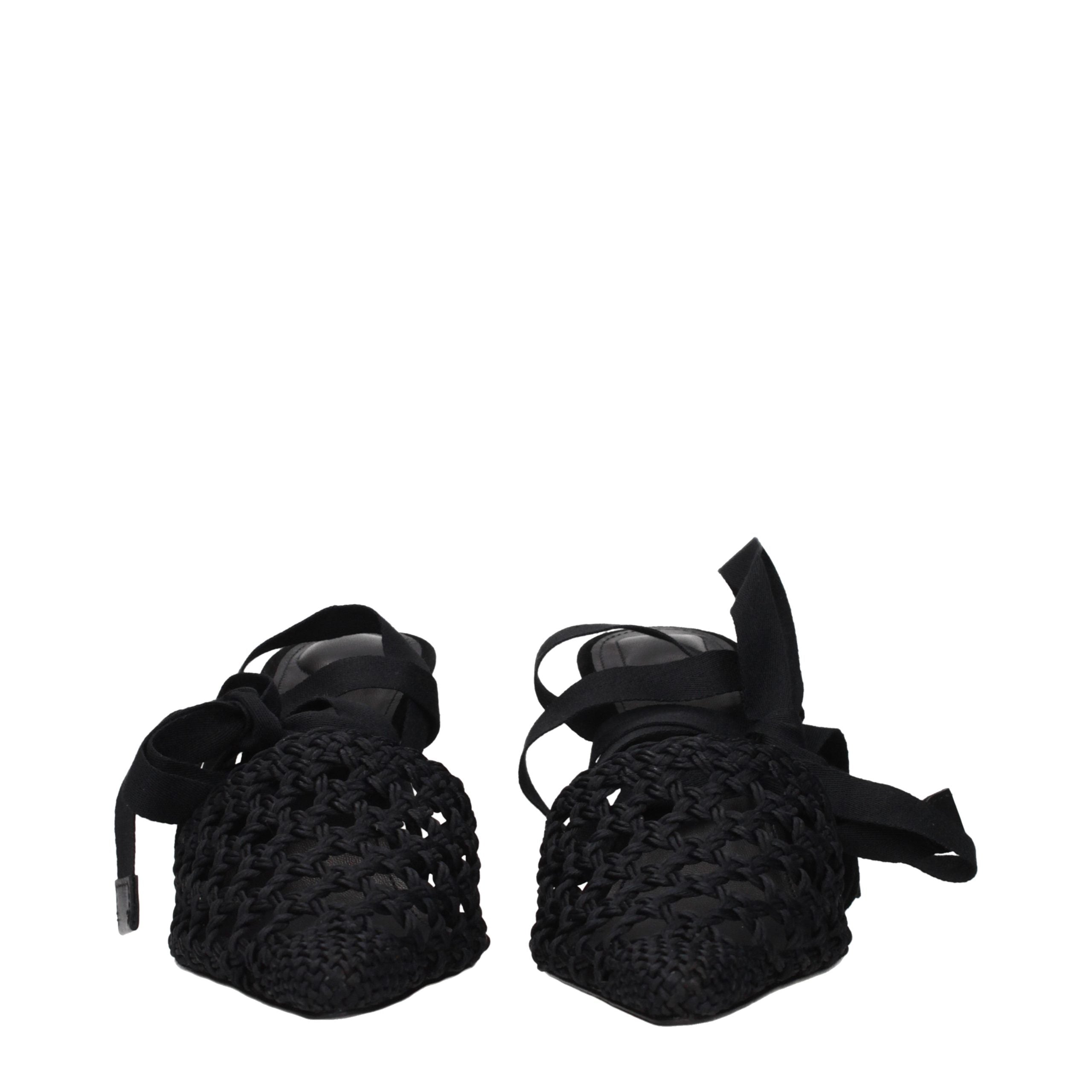 Black Fabric Strap-On Sandals