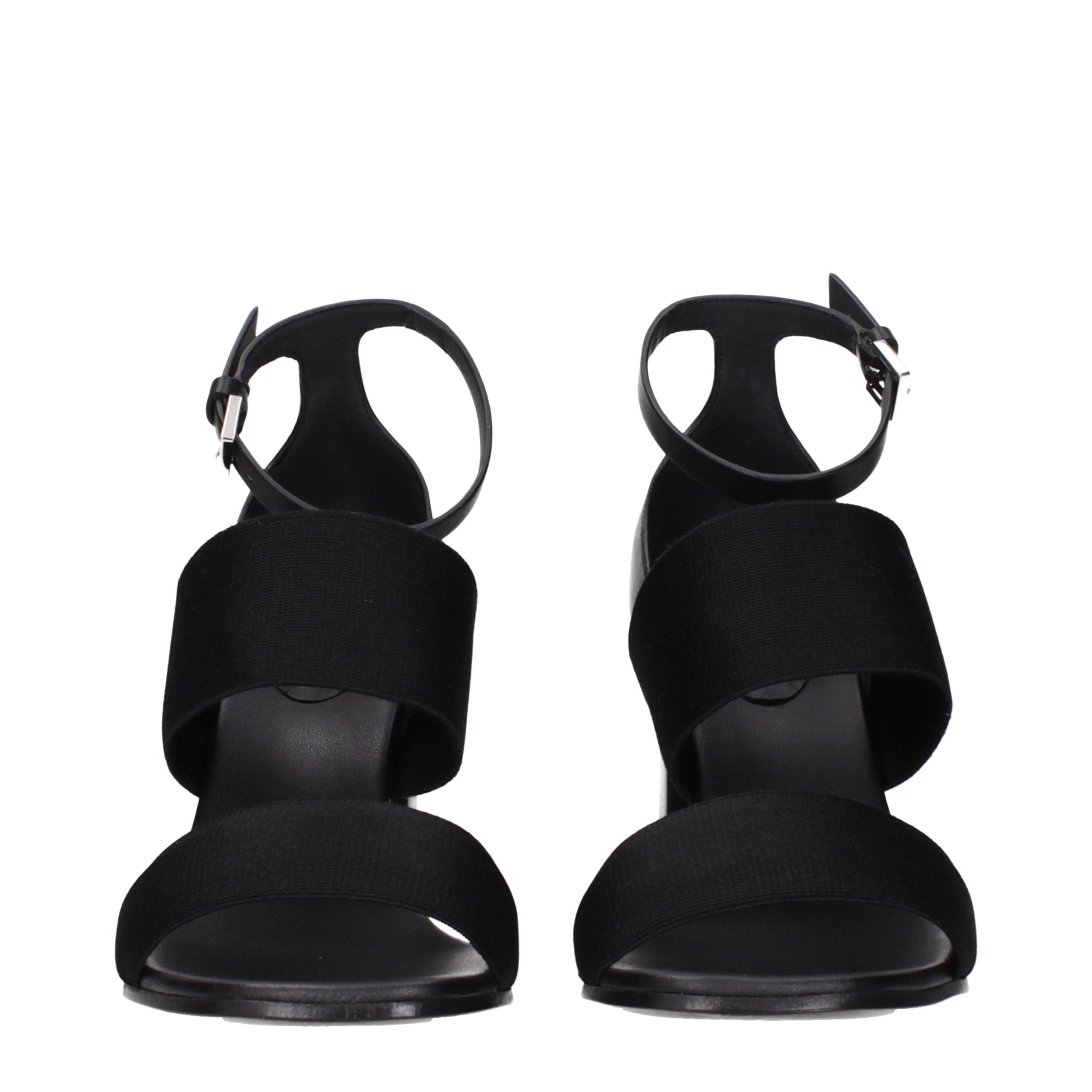 Black Fabric Platform Sandals