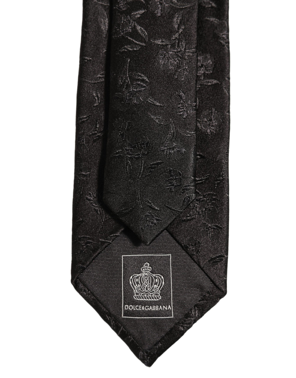 Black Silk Floral Jacquard Adjustable Tied Necktie Tie