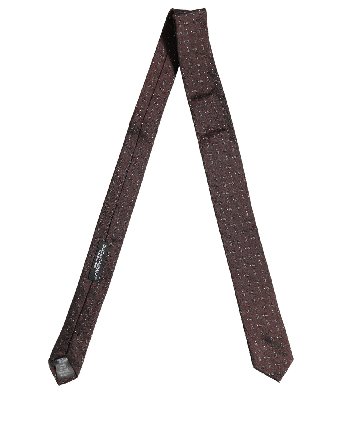 Men Burgundy Geometric Silk Adjustable Tied Necktie Tie