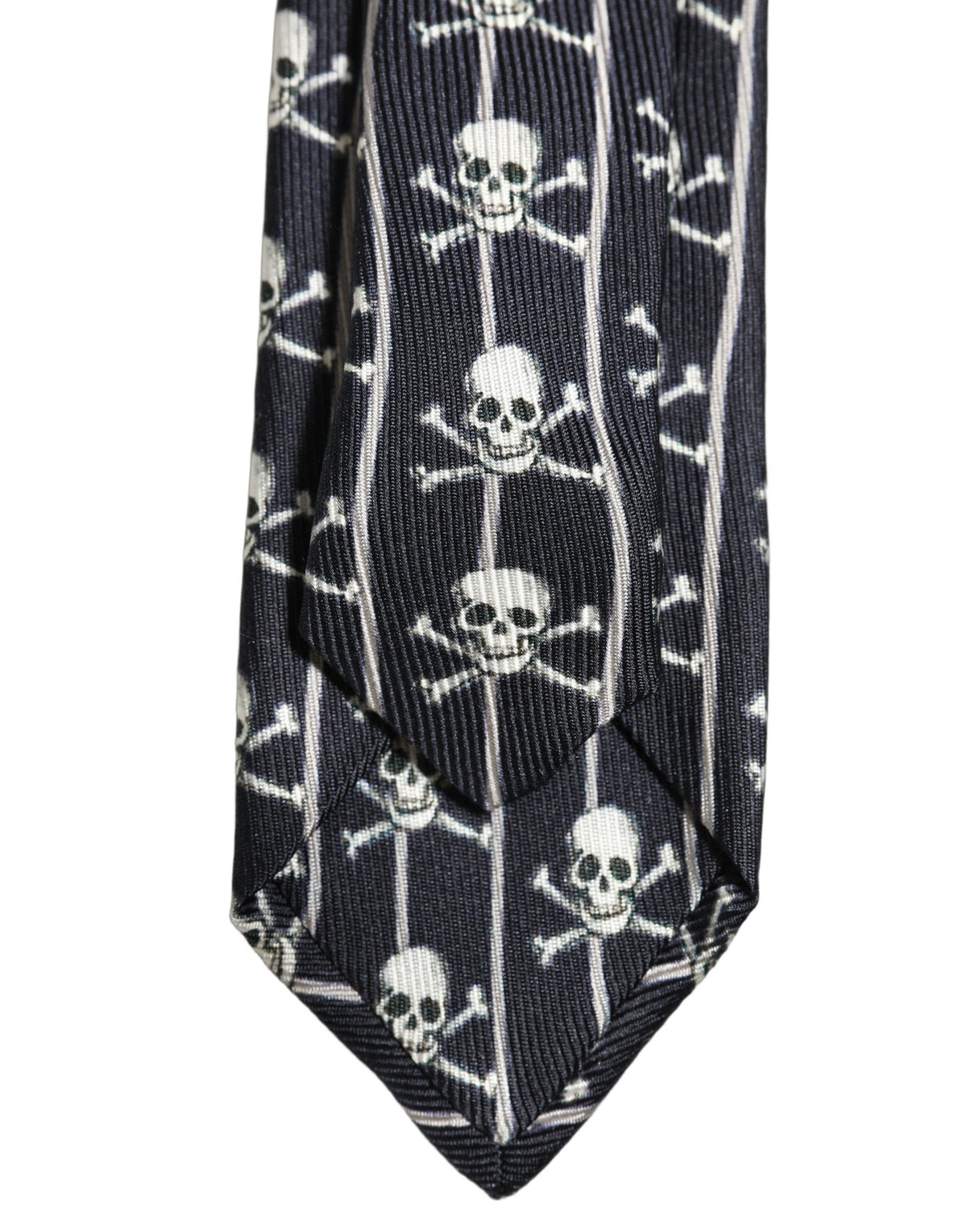 Men Black Silk Skull Fantasy Adjustable Tied Necktie Tie