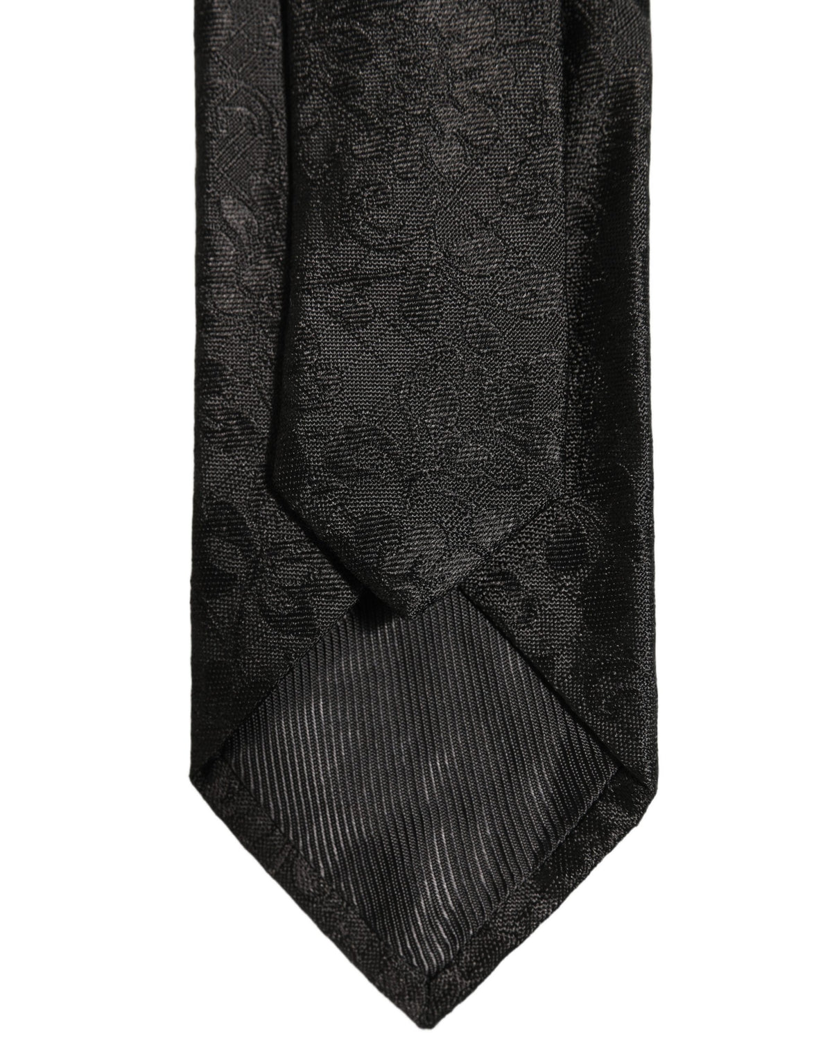 Men Black Silk Tonal Floral Adjustable Tied Necktie Tie