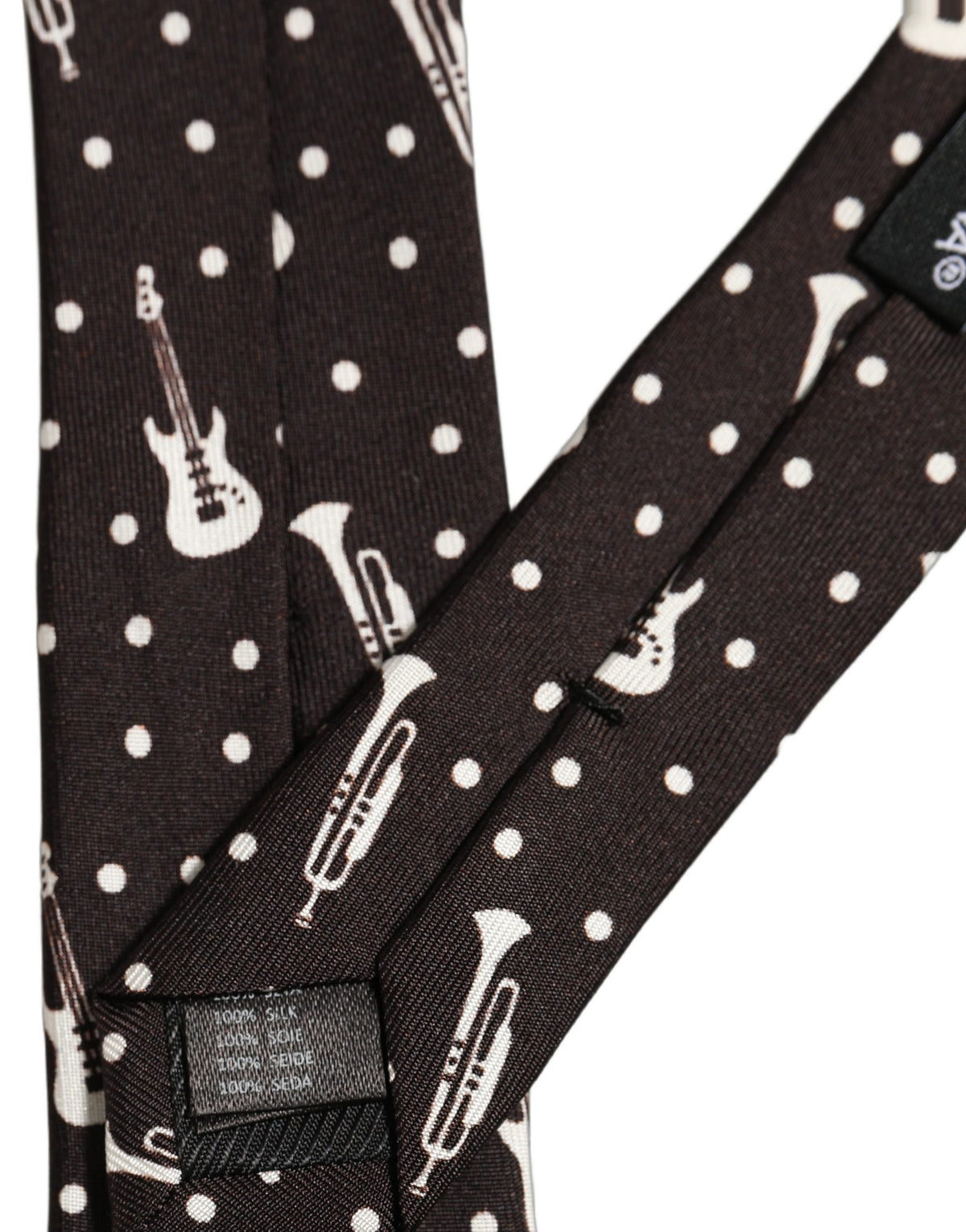 Black Musical Instrument Silk Adjustable Tied Necktie Tie