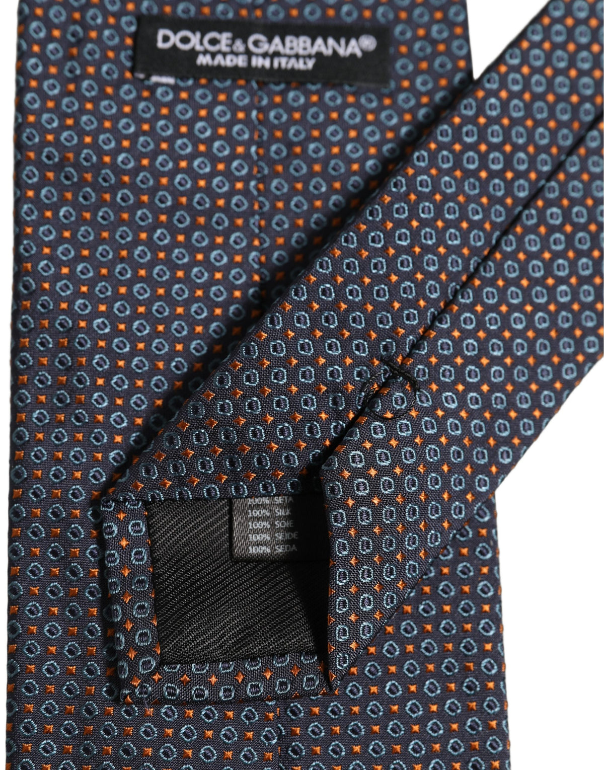 Dark Blue Geometric Silk Adjustable Necktie Accessory Tie