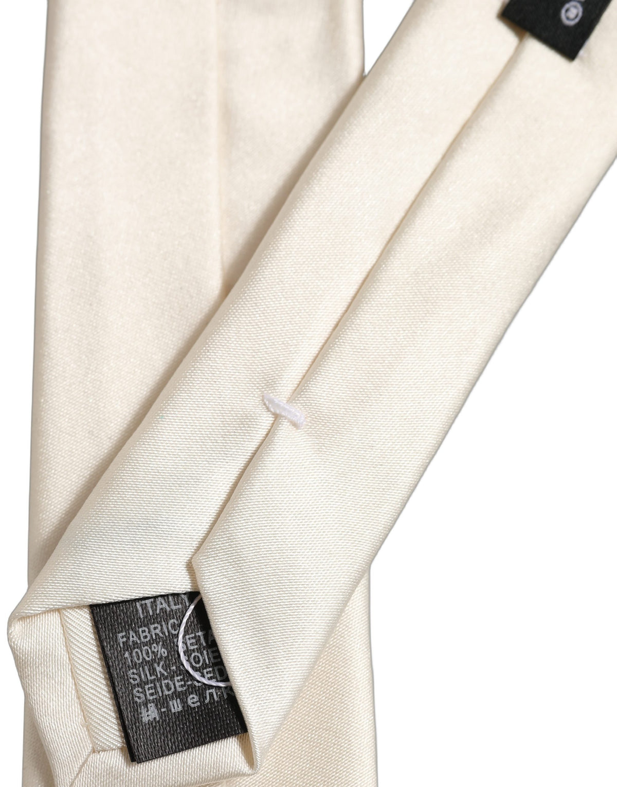Cream Satin 100% Silk Adjustable Tied Men Necktie Tie
