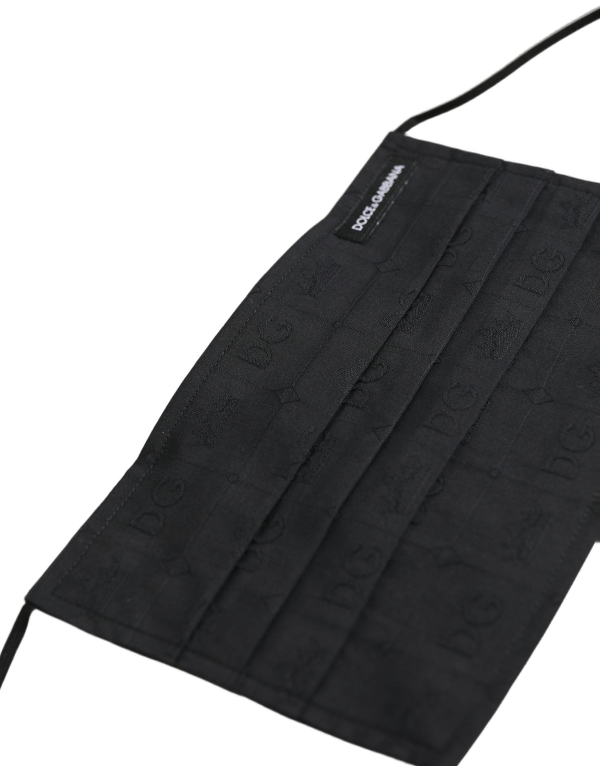 Black 100% Cotton Pleated Elastic Ear Strap Face Mask