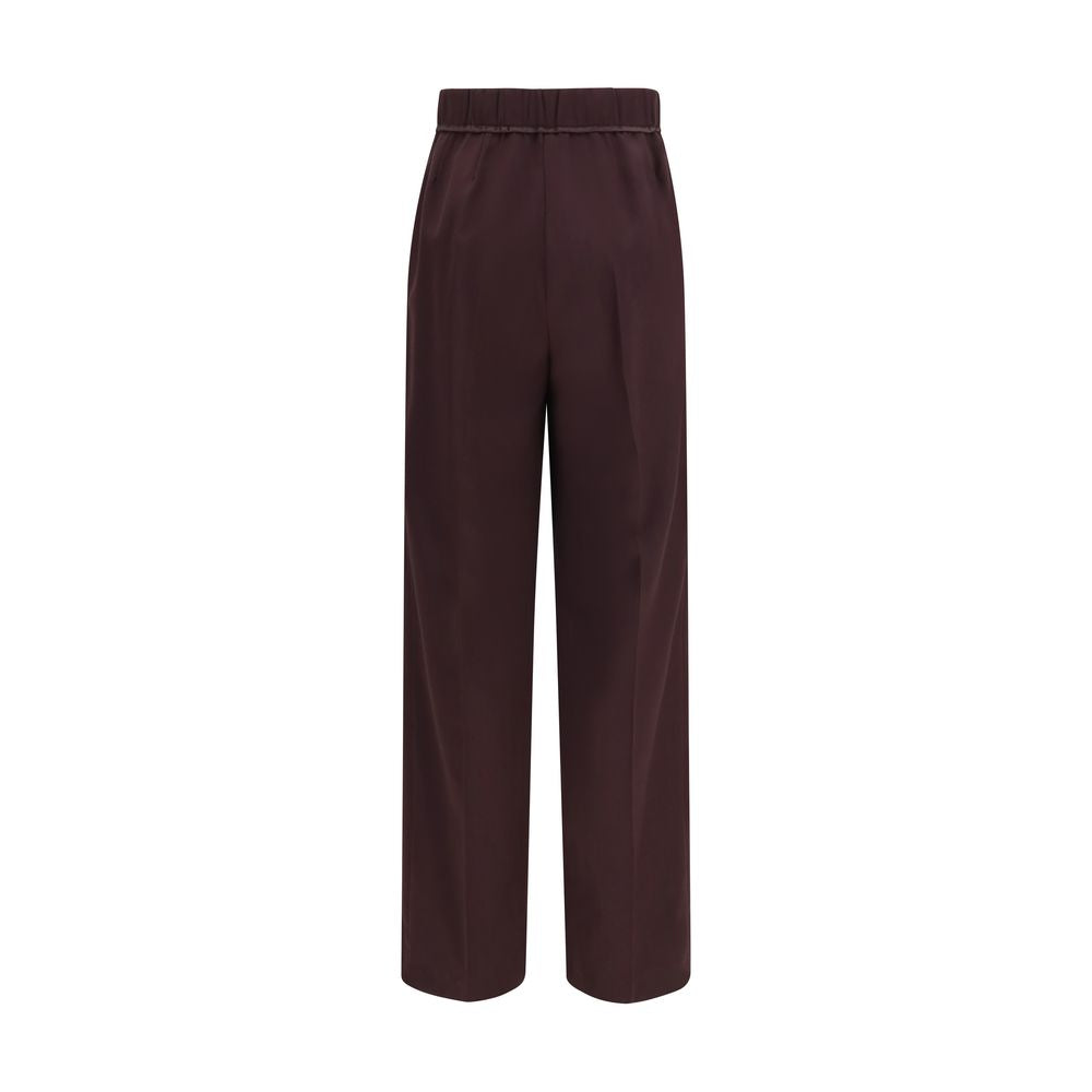 Purple Polyester Casual Pants