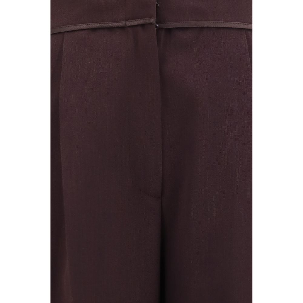 Purple Polyester Casual Pants