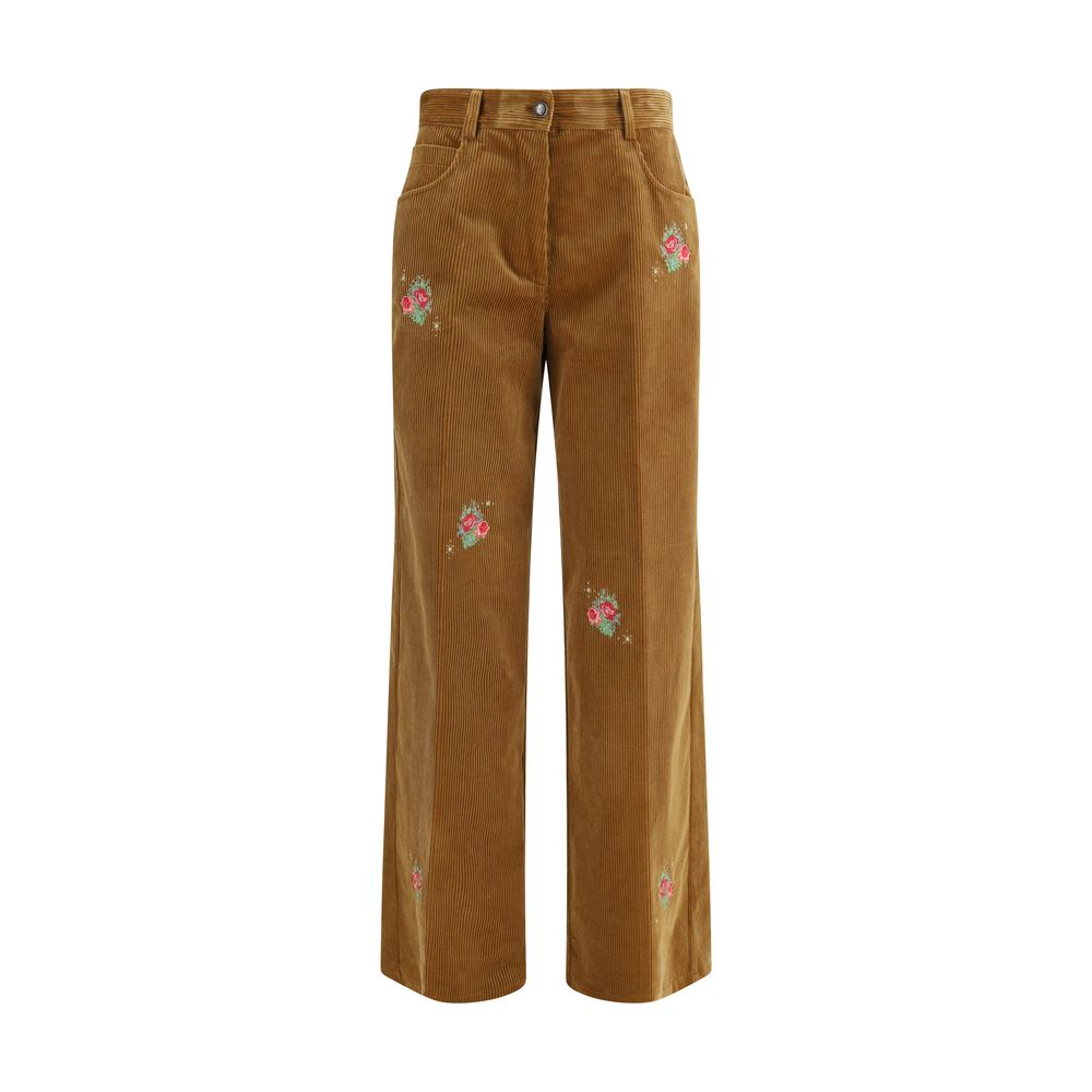 Brown Cotton Casual Pants