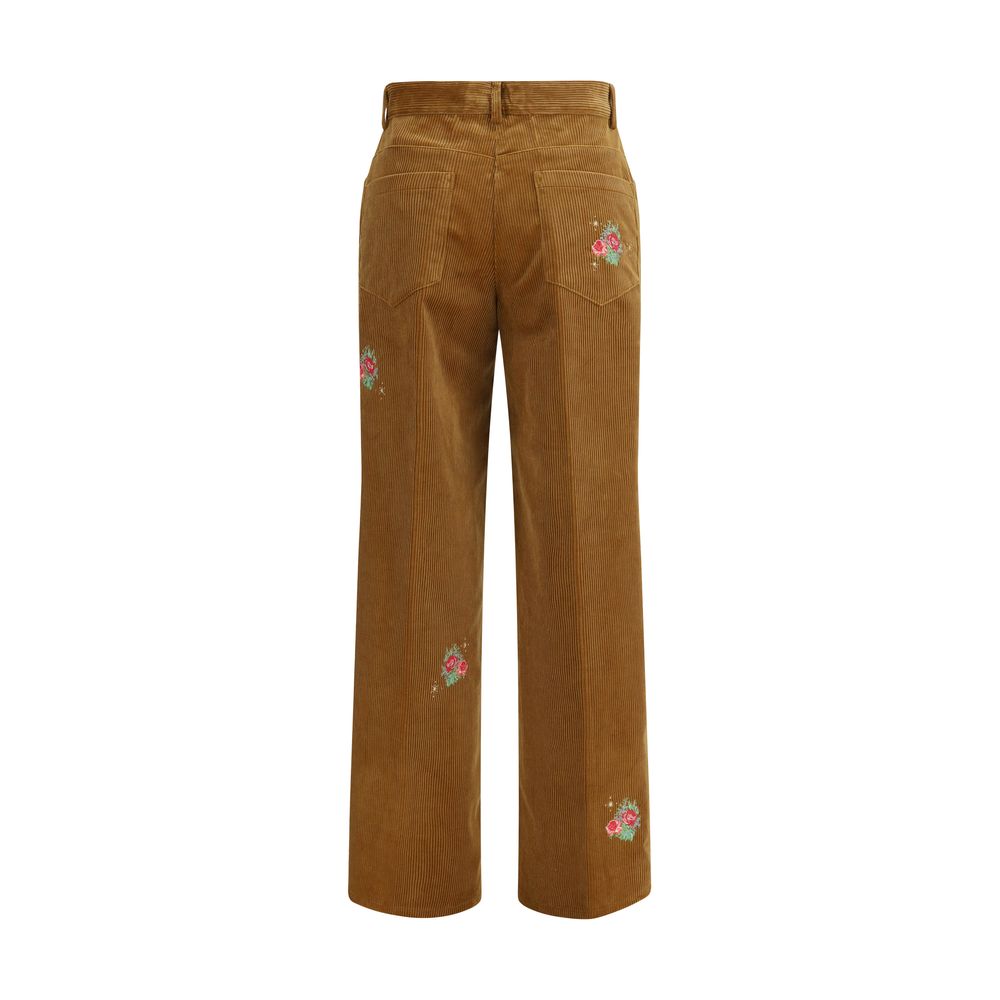 Brown Cotton Casual Pants