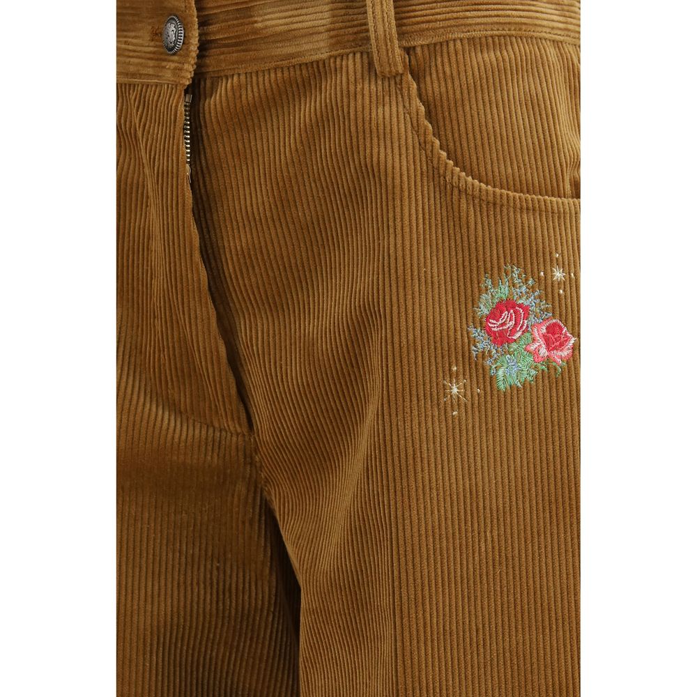 Brown Cotton Casual Pants