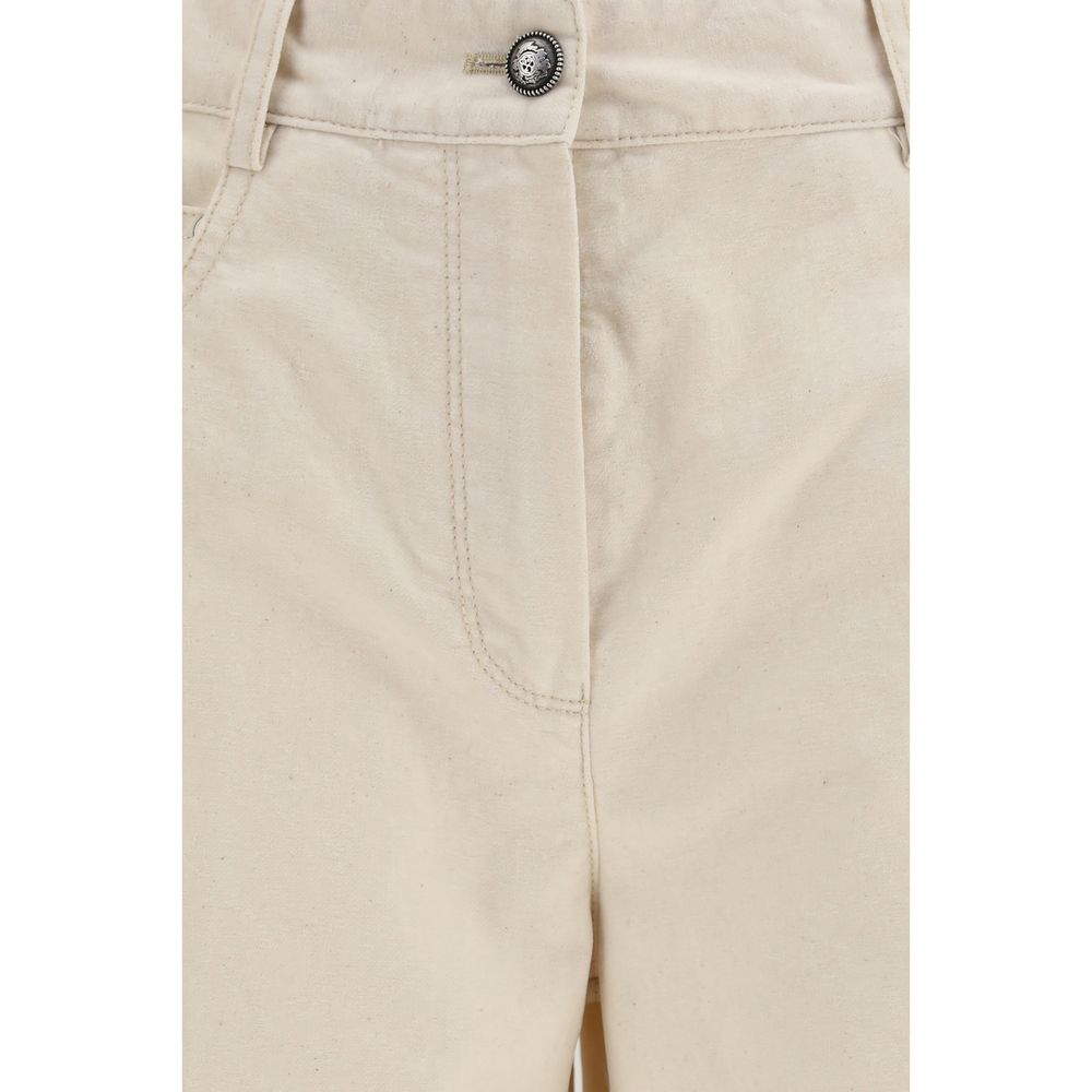 White Cotton Casual Pants