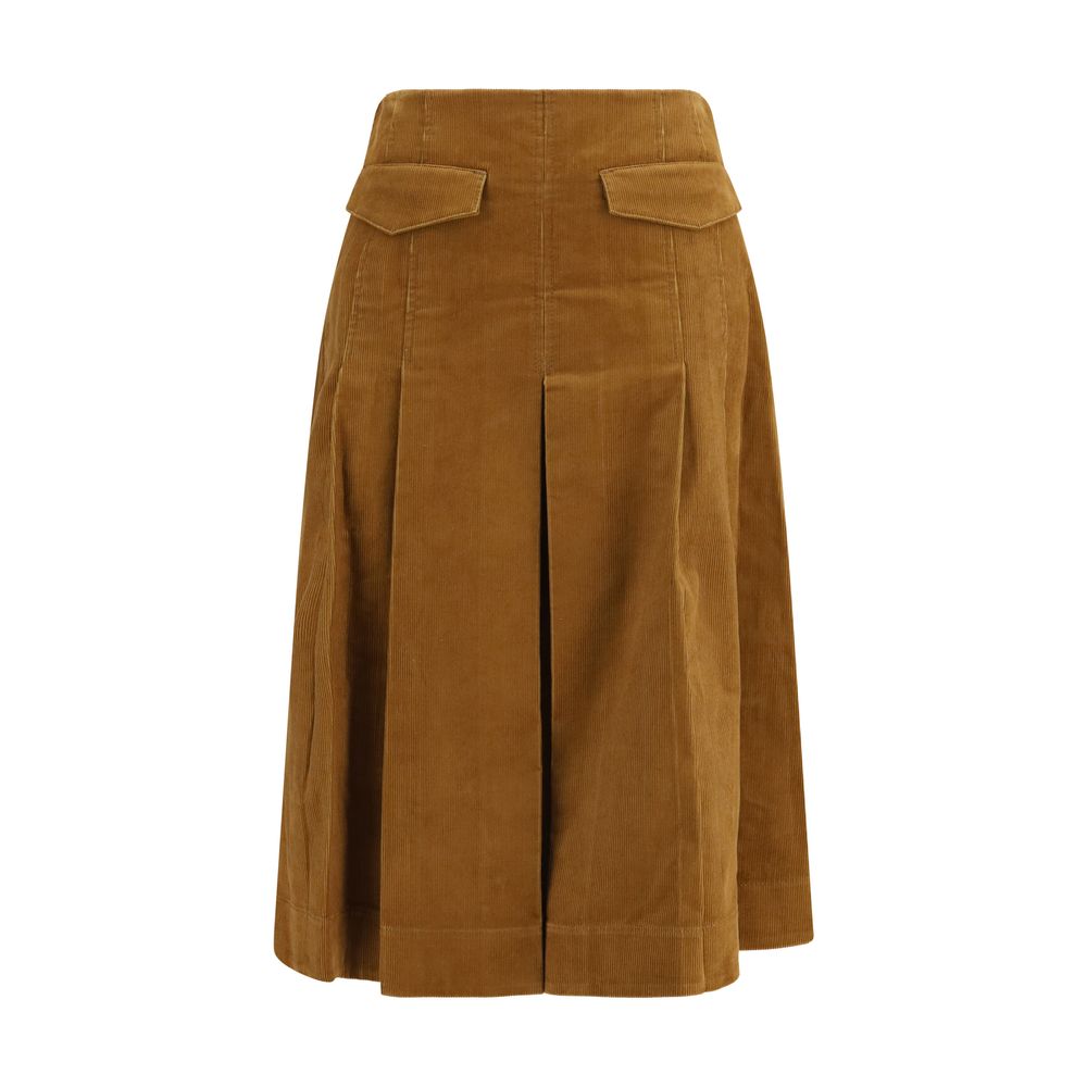 Brown Cotton Long Skirt
