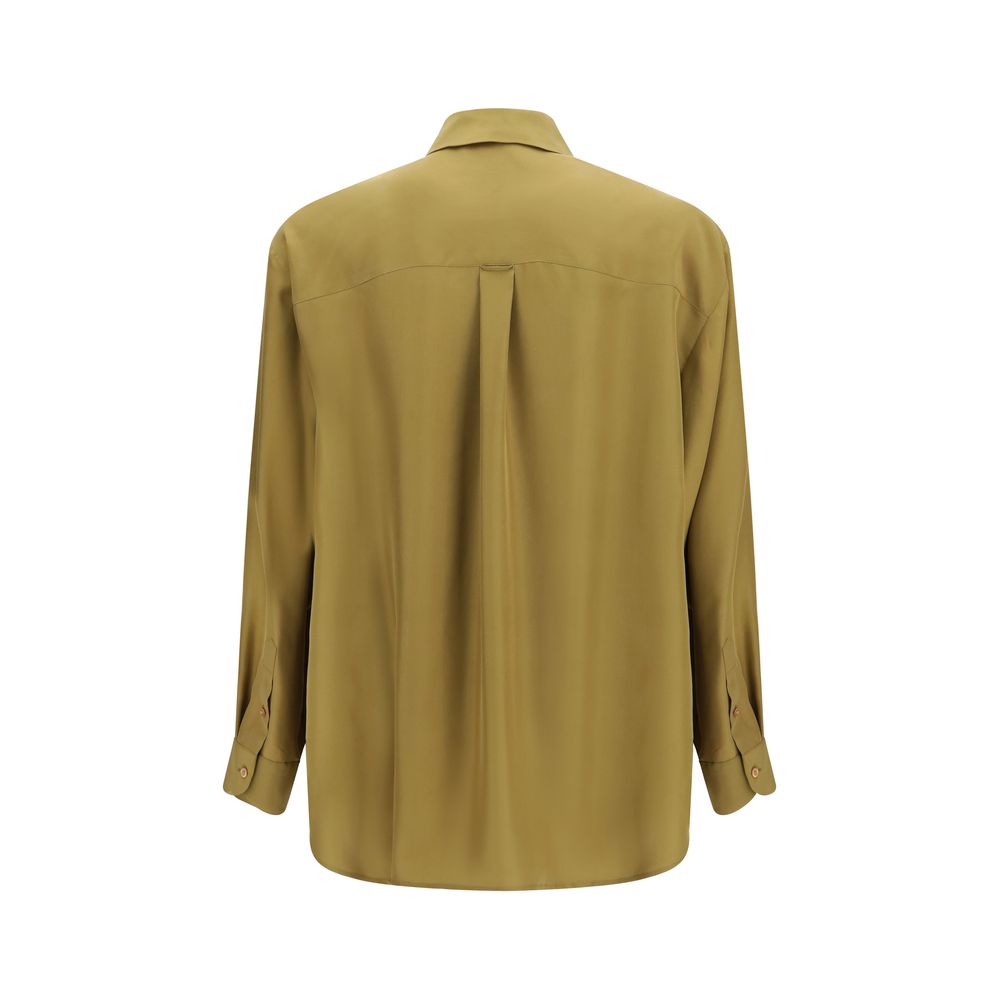 Beige Silk Dress Shirt