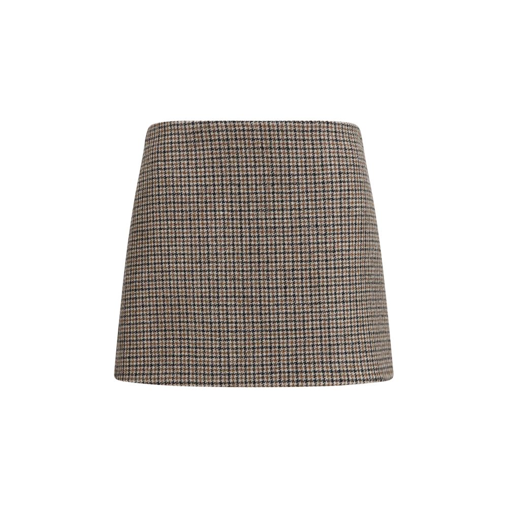 Brown Wool Oves Aries Mini Skirt