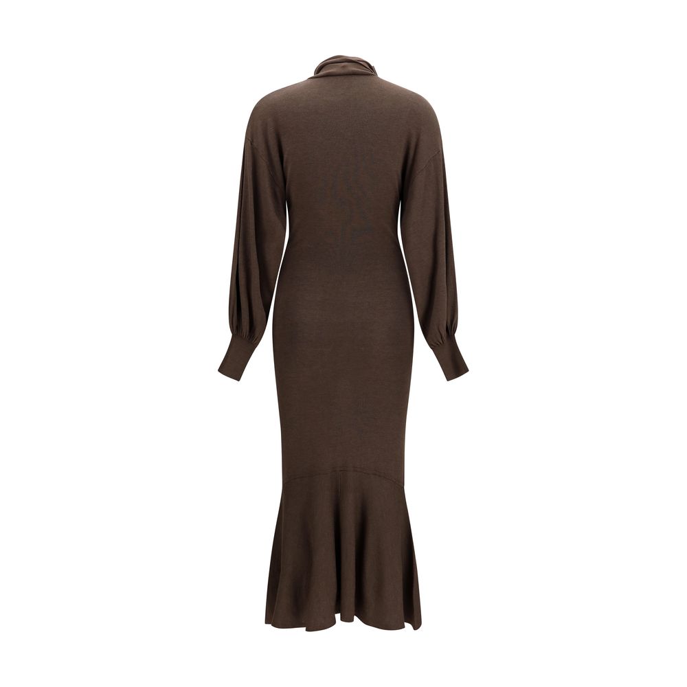 Brown Silk Casual Dress
