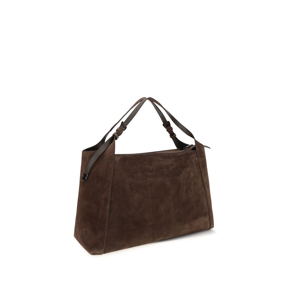 Brown Suede Leather Handbag
