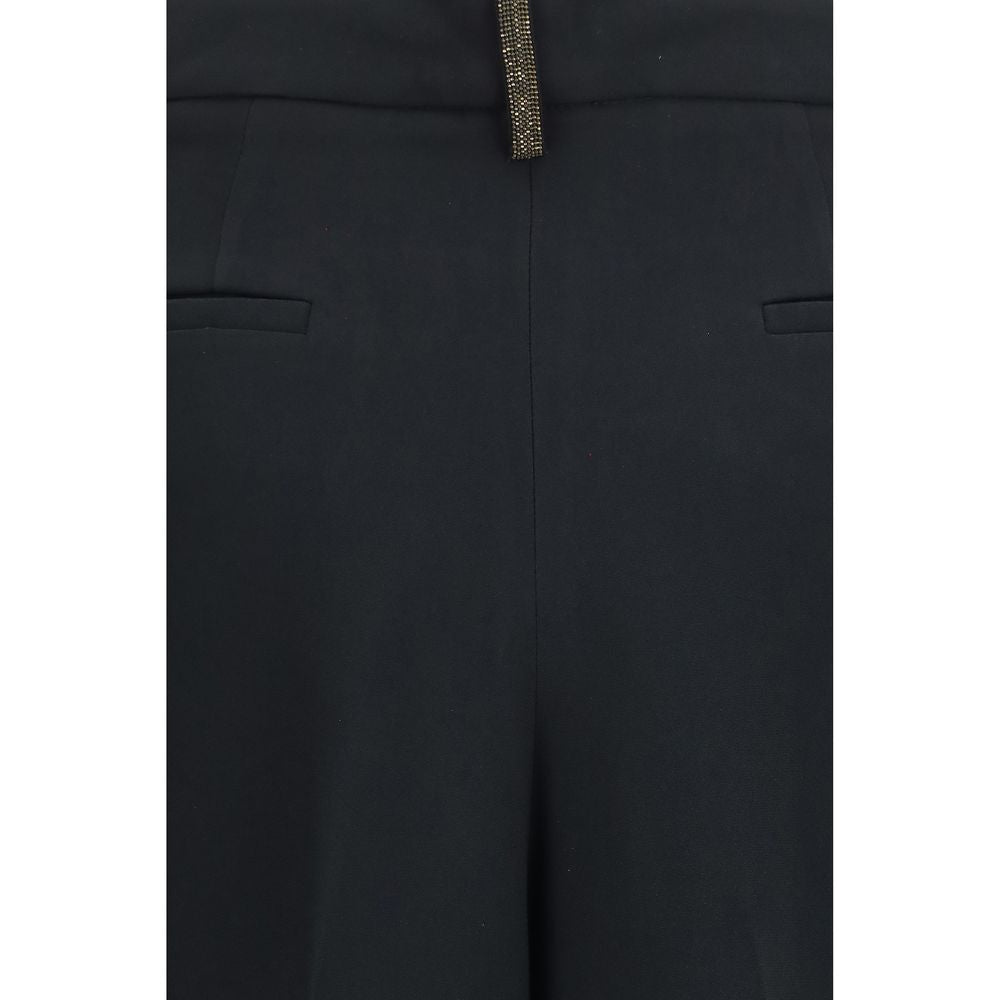 Black Acetate Casual Pants