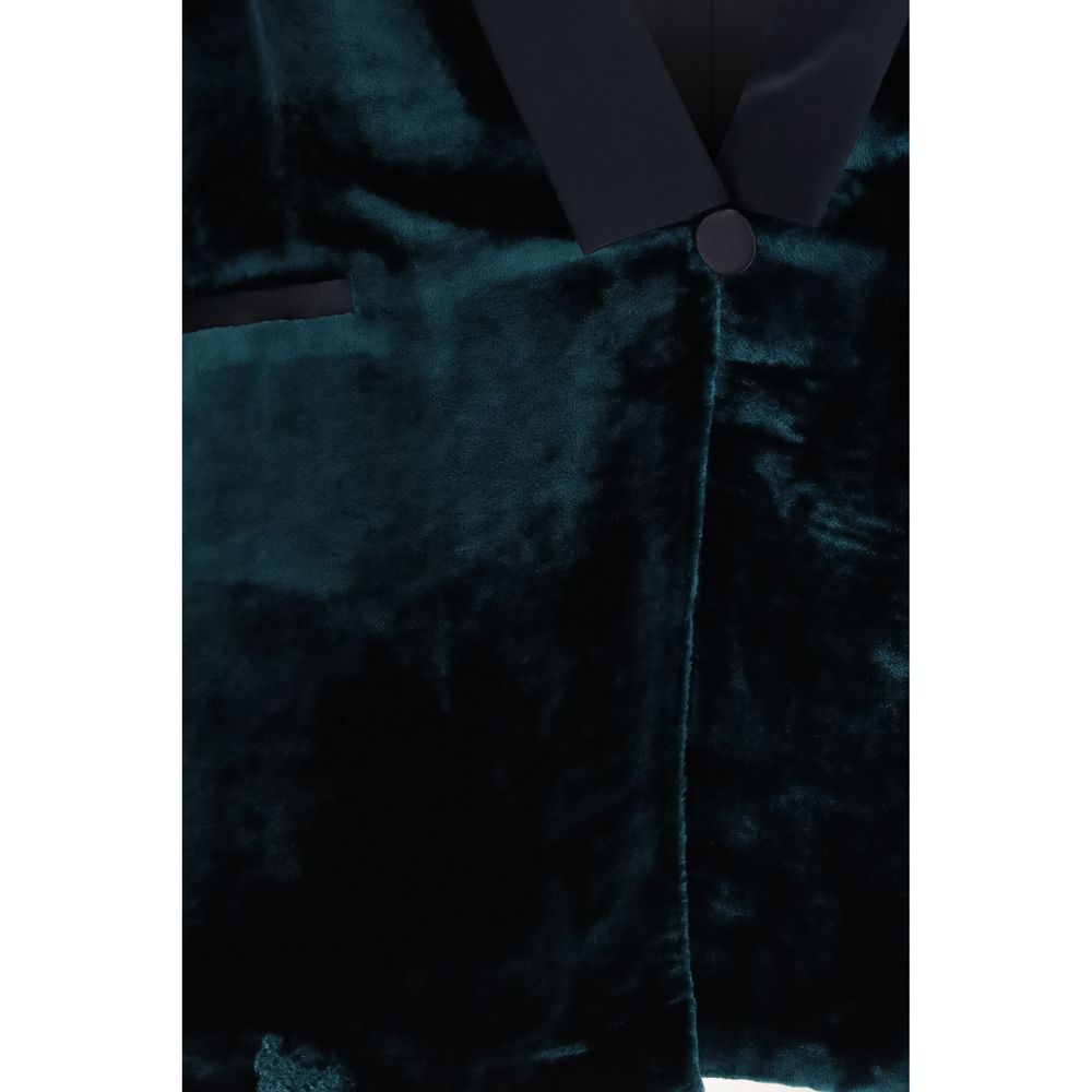 Bicolor Viscose Full-Length Jacket