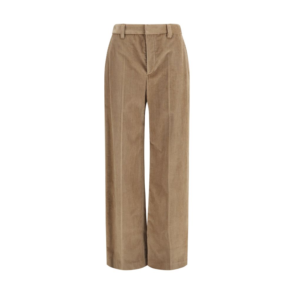 Brown Cotton Casual Pants