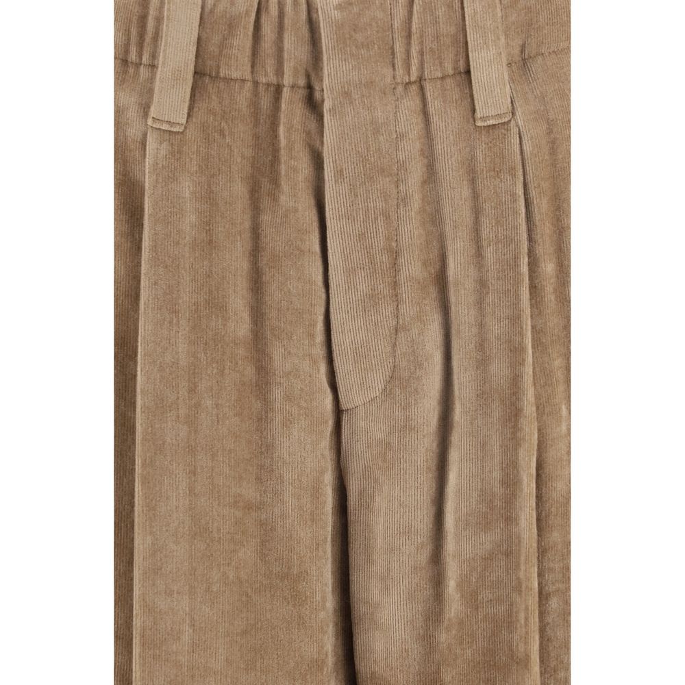 Brown Viscose Casual Pants