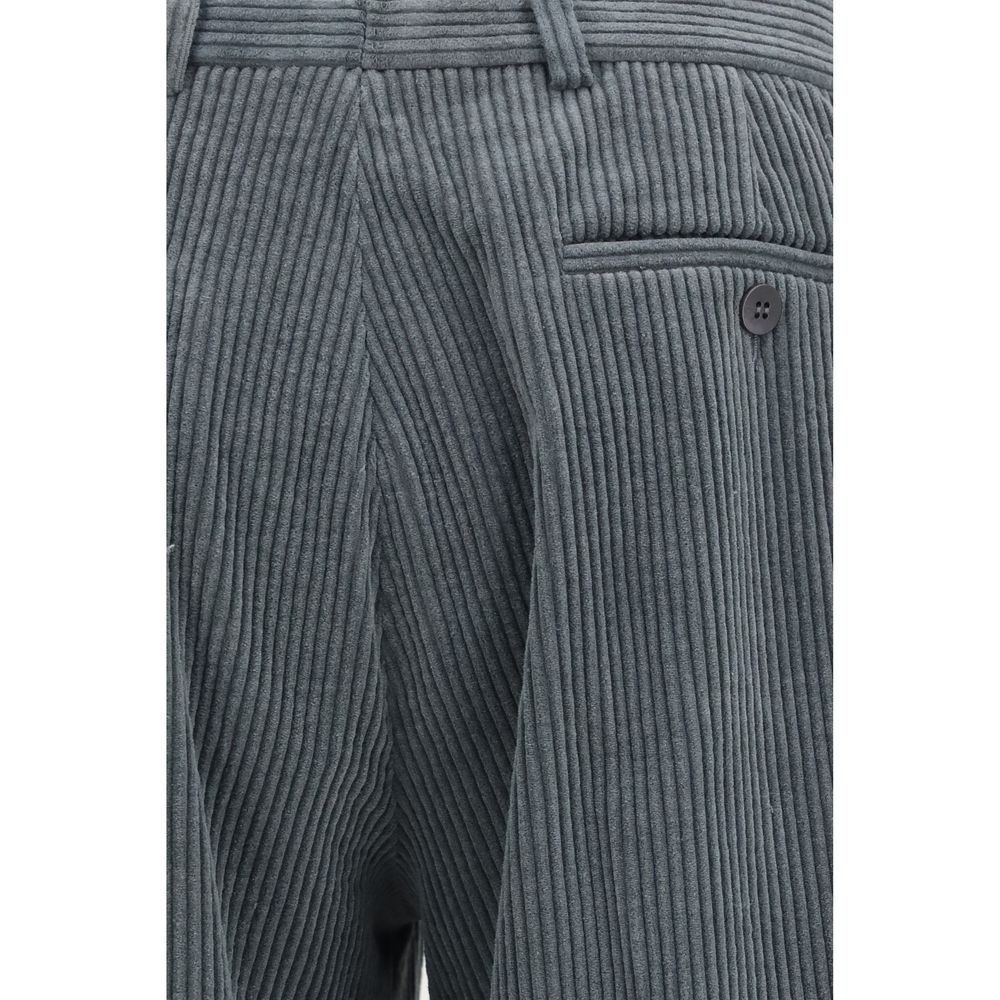 Gray Cotton Casual Pants