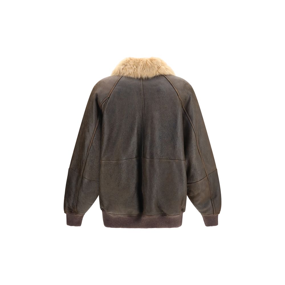 Brown Lambskin Bomber