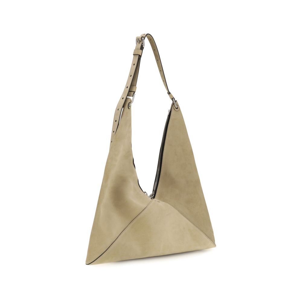Beige Suede Leather Shoulder Bag
