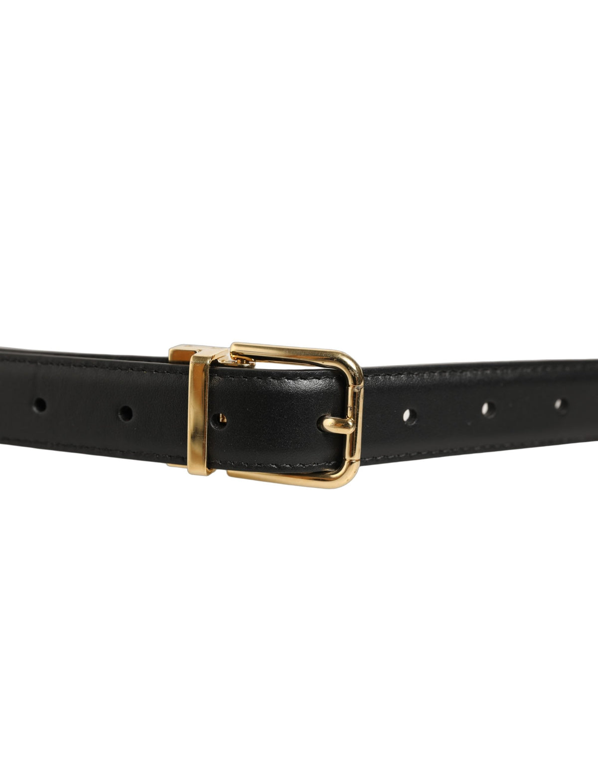 Black Leather Double Wrap Metal Buckle Belt
