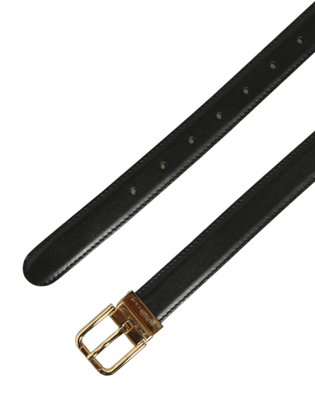 Black Leather Double Wrap Metal Buckle Belt