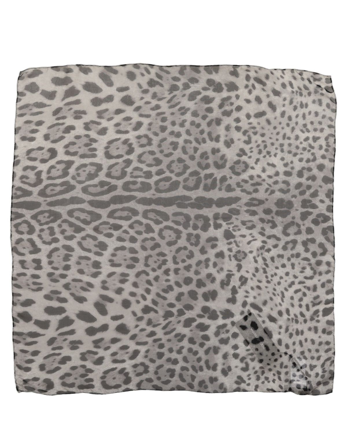 Gray Leopard Print Silk Square Foulard Scarf