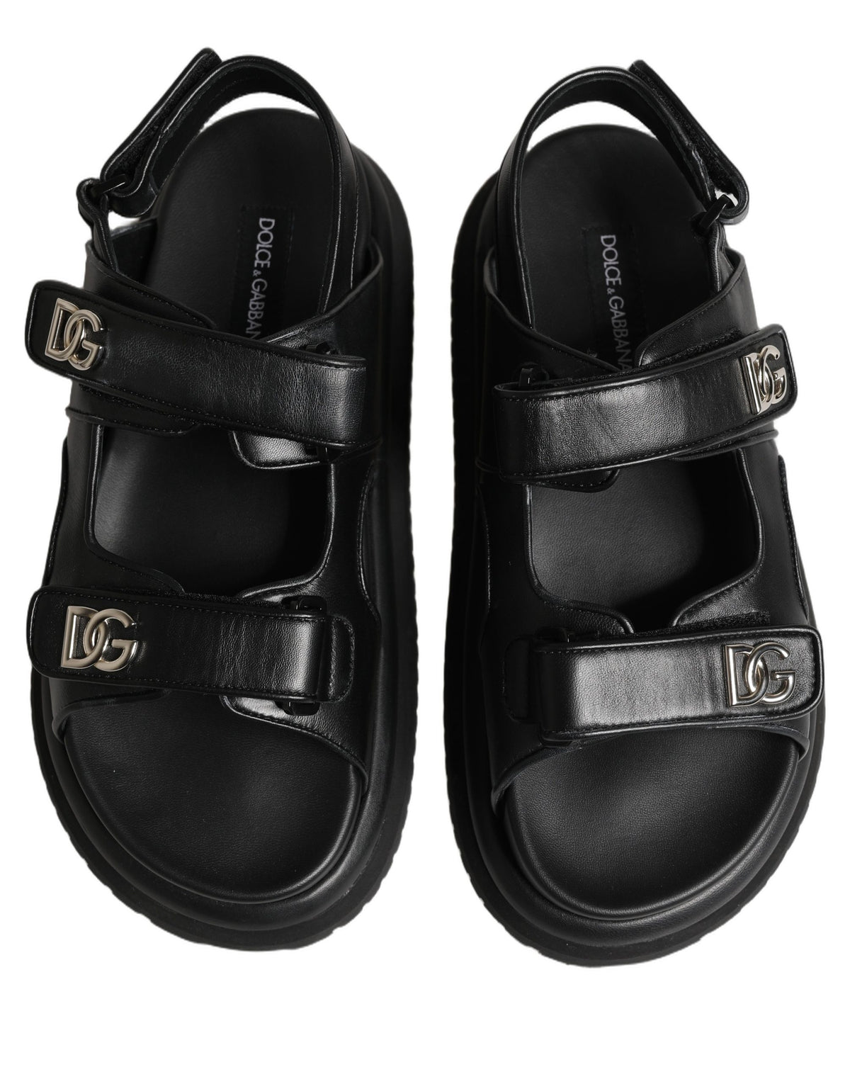 Black DG Logo Sandals Flats Slippers Shoes