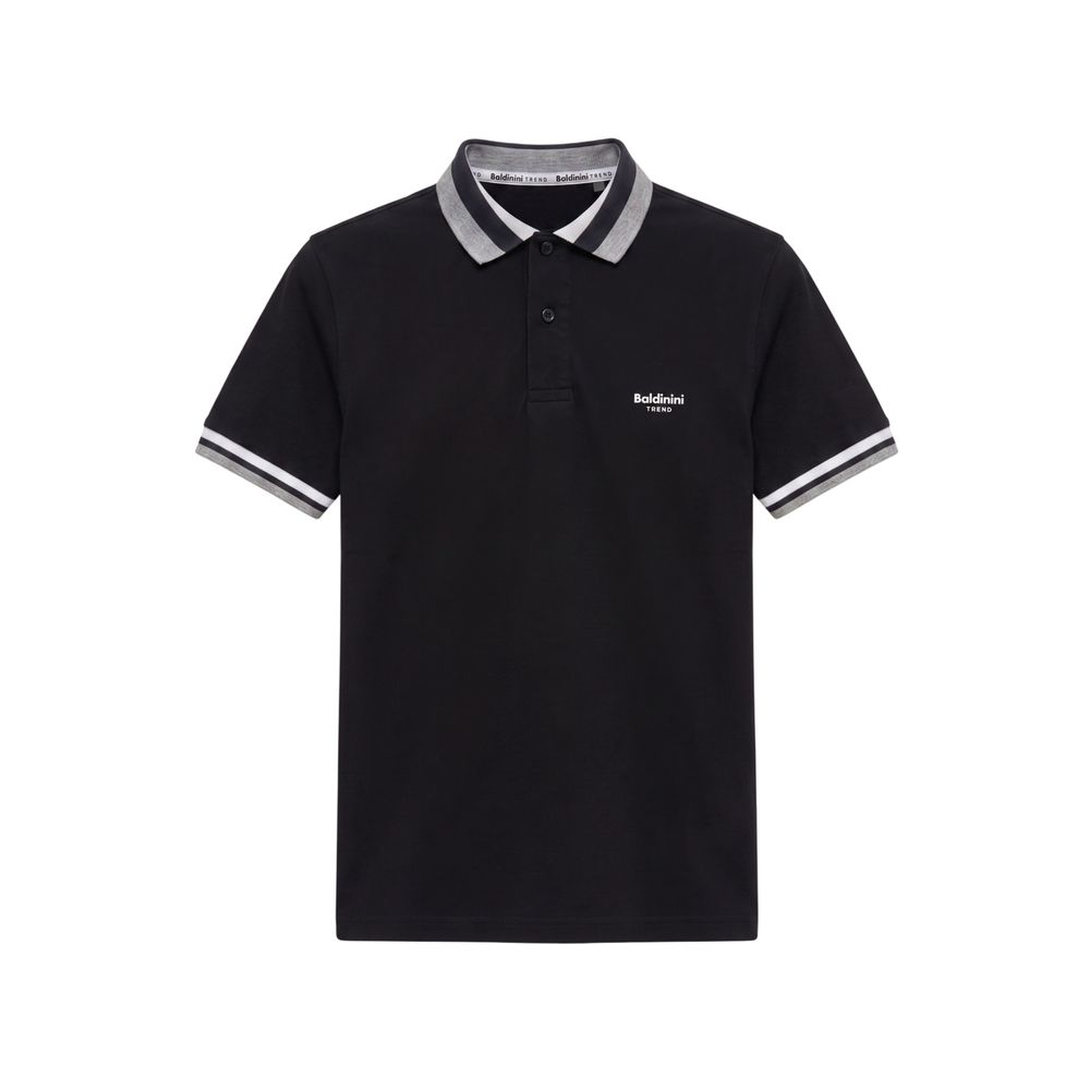Black Cotton Men Polo