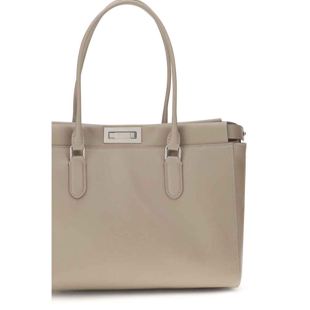 Beige Calf Leather Bos Taurus Shoulder Bag