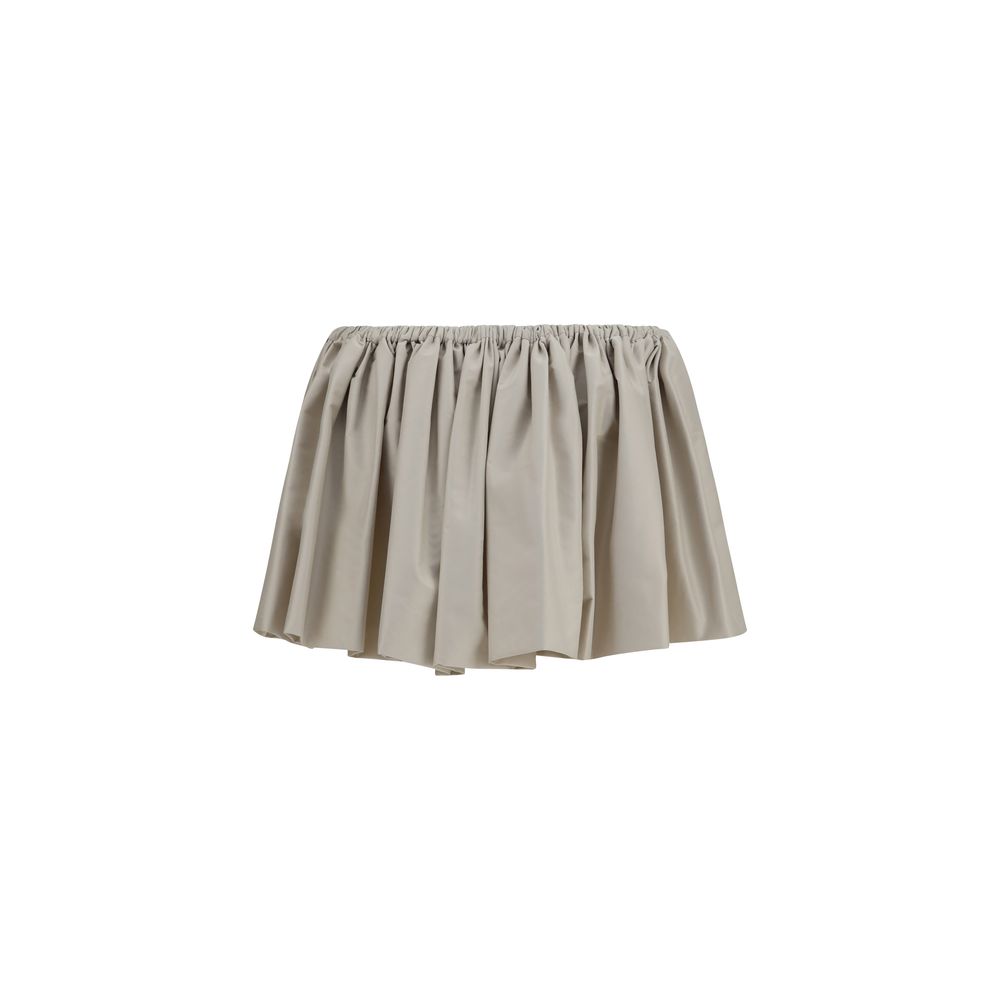 Beige Polyester Mini Skirt