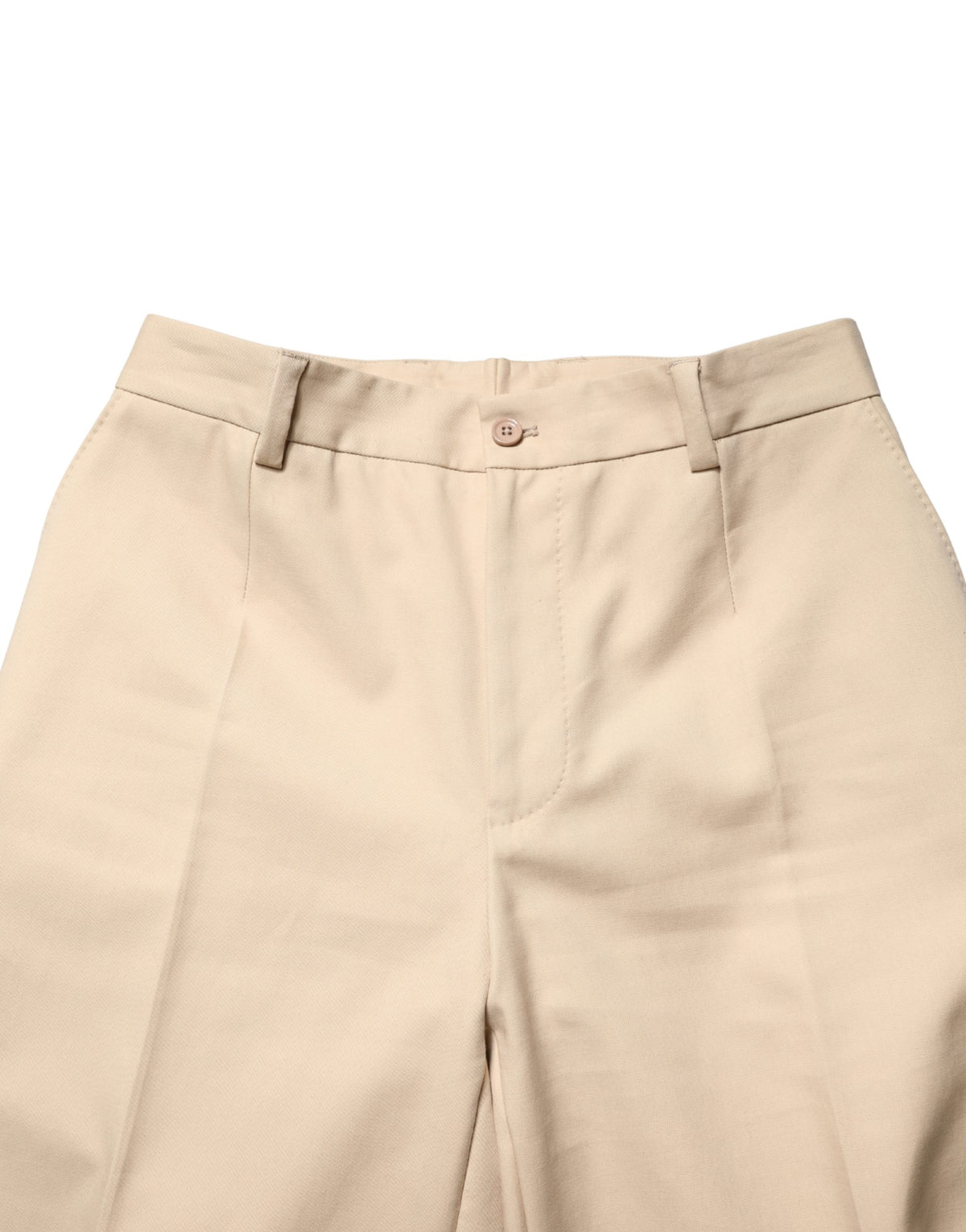 Beige Cotton Straight Men Formal Dress Pants