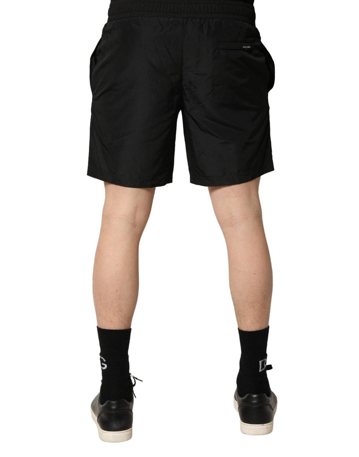 Black DG Logo Drawstring Beach Shorts Swimwear