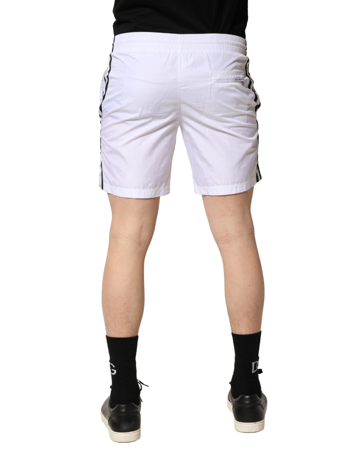 White DG Logo Men Drawstring Shorts Swimwear