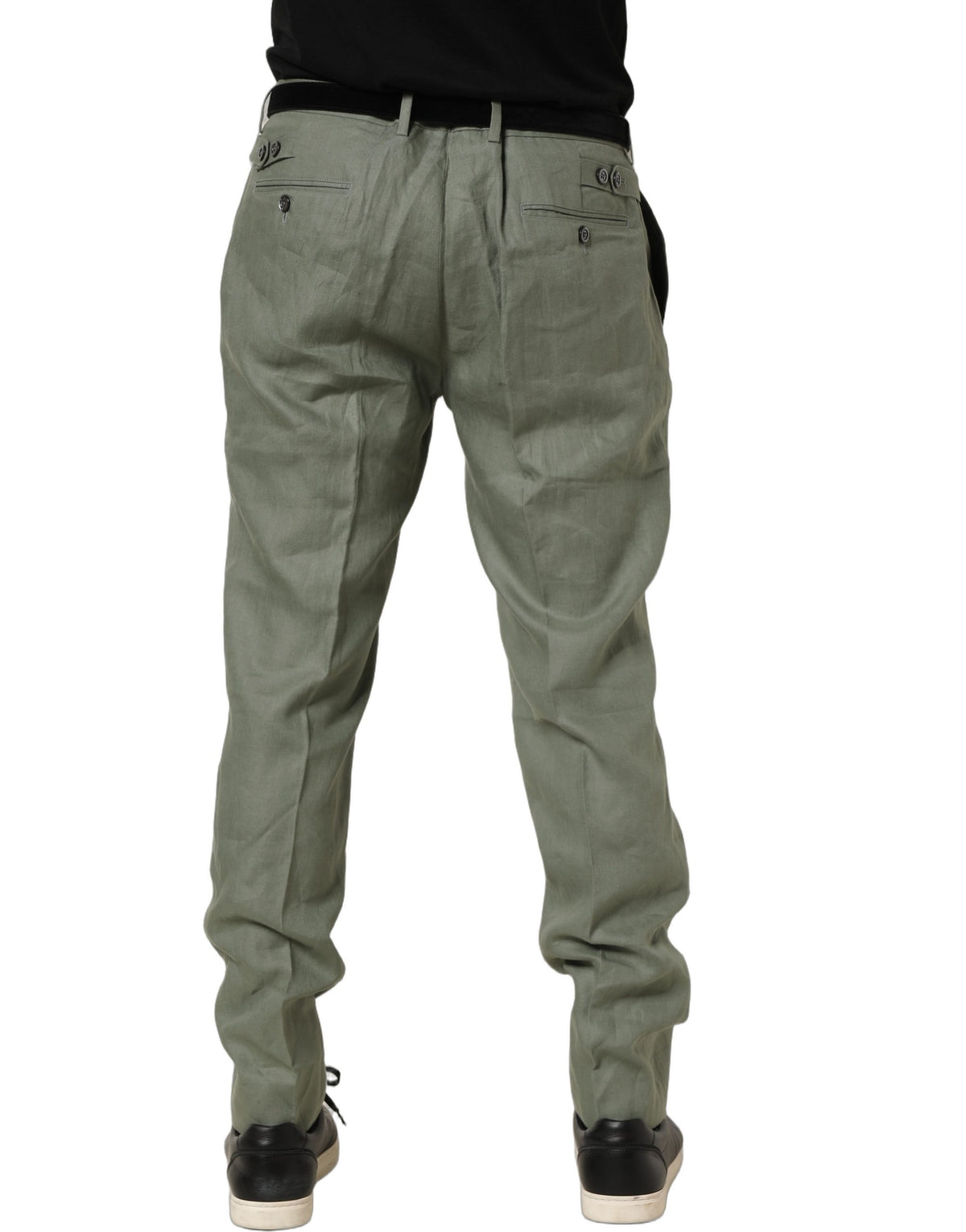 Gray Linen Tapered Men Dress Trouser Pants