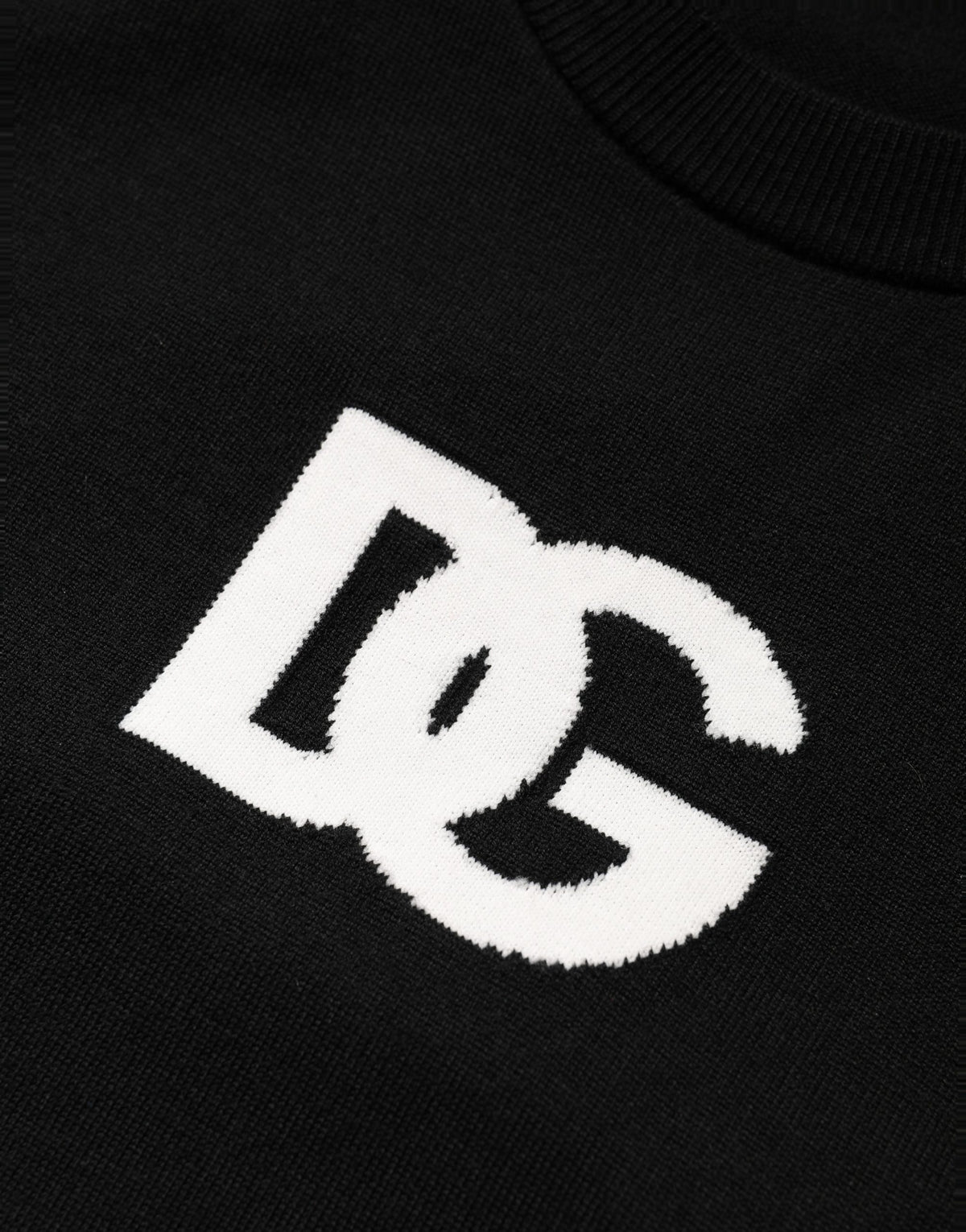 Black Wool DG Logo Men Crew Neck Sweater