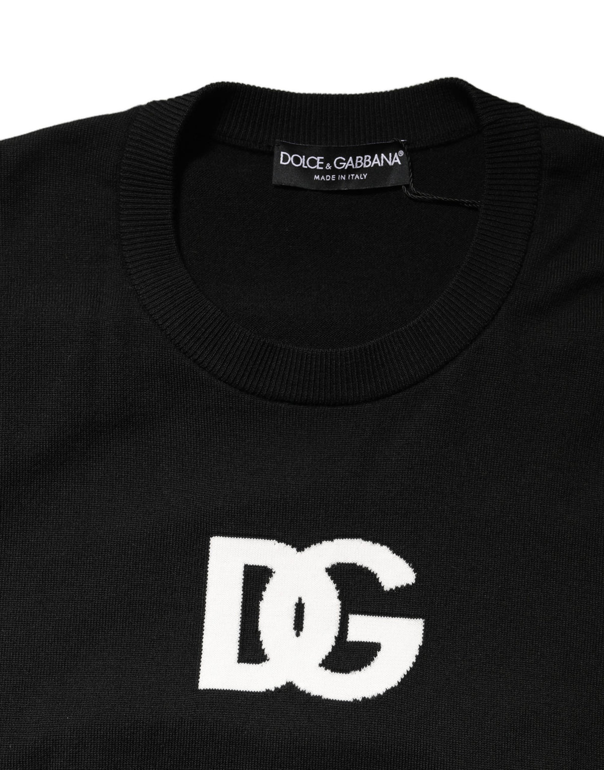 Black Wool DG Logo Men Crew Neck Sweater