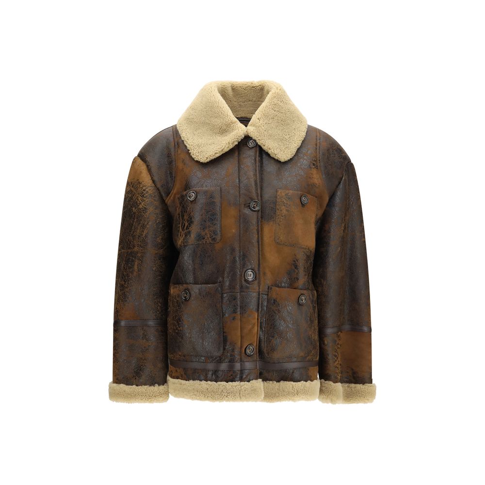 Brown Lamb Ovis Aries Leather Jacket