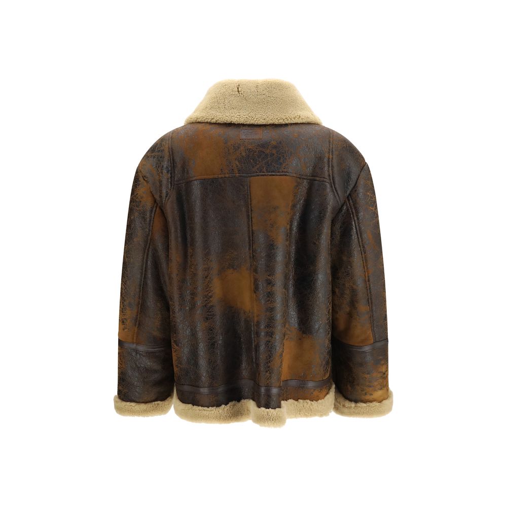 Brown Lamb Ovis Aries Leather Jacket