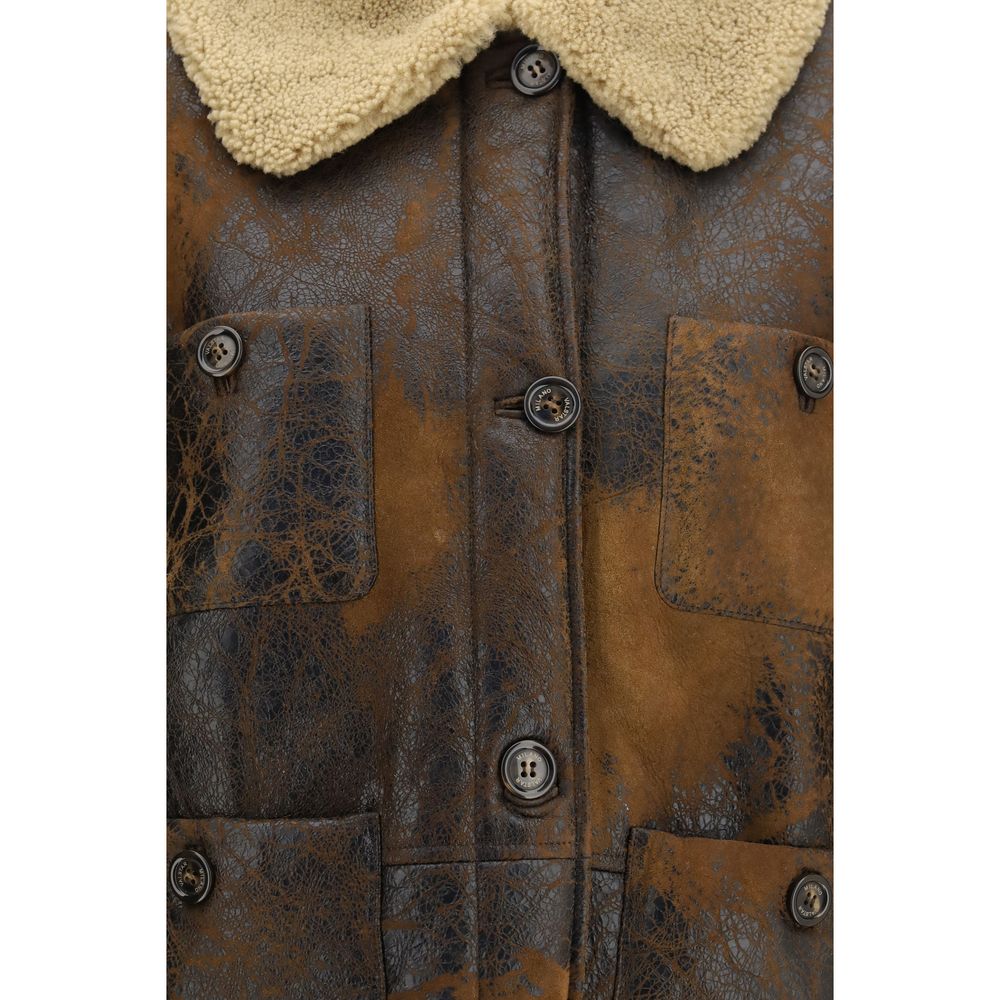Brown Lamb Ovis Aries Leather Jacket